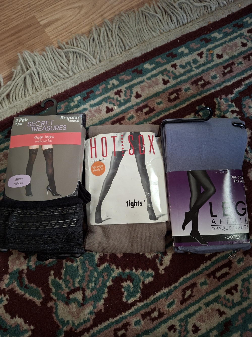 4 Pair Tights Hosiery Lot Secret Treasures Hot Sox Leg Affair Sheer Opaque